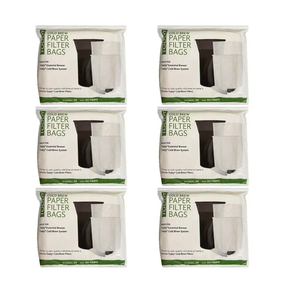 Lot of 6 Toddy Cold Brew Paper Filter Bags THMPFF20 20ct OS 13x11.5” 120 Total